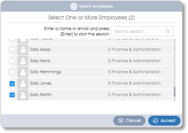 EmployeeSelectorMultiple survey assess