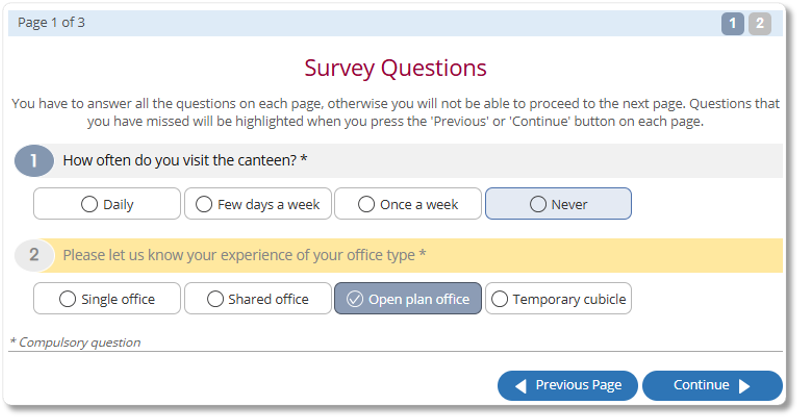 QuestionnaireCondPage1 survey assess