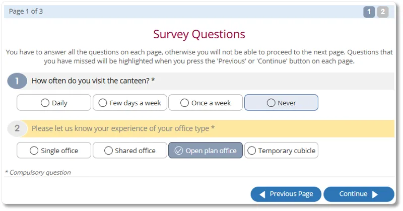 QuestionnaireCondPage1 survey assess