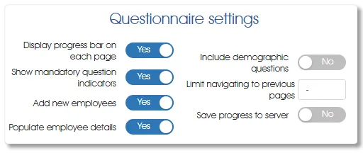 ModelSettingsQuestionnaire survey assess