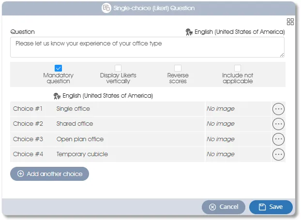 QuestionCondLikert survey assess