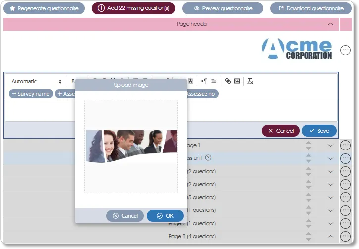QuestionnaireAddImage survey assess