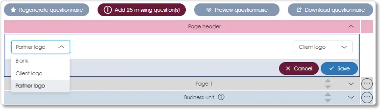 QuestionnaireAddLogos survey assess