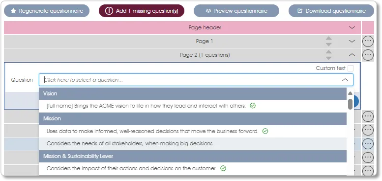 QuestionnaireAddQuestion survey assess