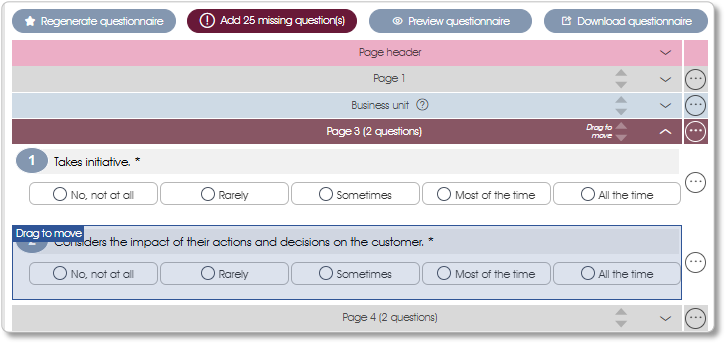 QuestionnaireDragToMove survey assess