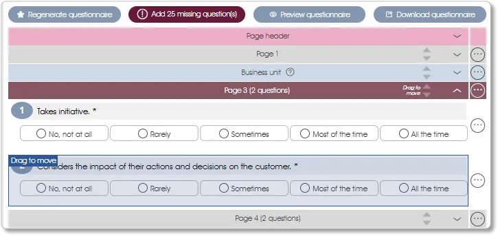 QuestionnaireDragToMove survey assess