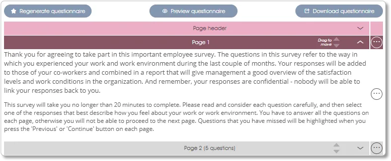 QuestionnaireIntroductionPage survey assess