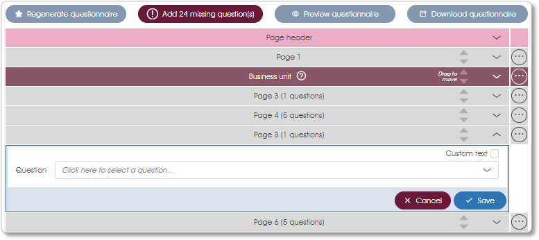 QuestionnaireQuestionPage survey assess
