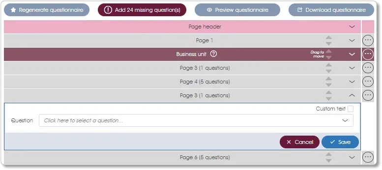 QuestionnaireQuestionPage survey assess