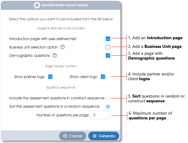 QuestionnaireWizard survey assess