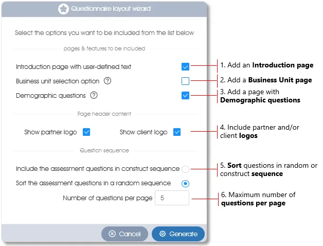 QuestionnaireWizard survey assess