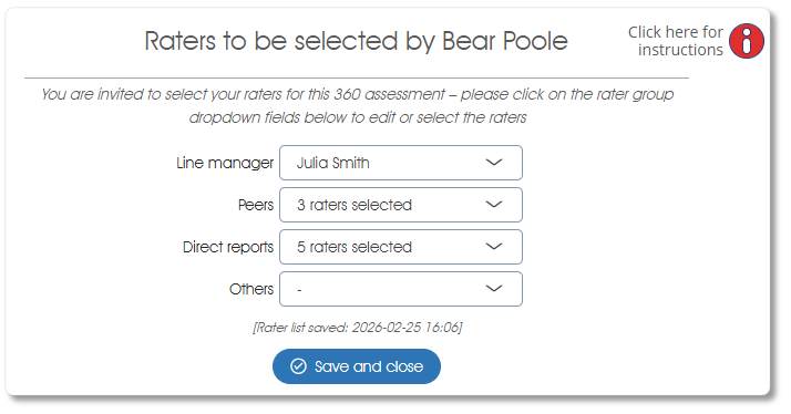 AutoPopulatedRaterForm assess