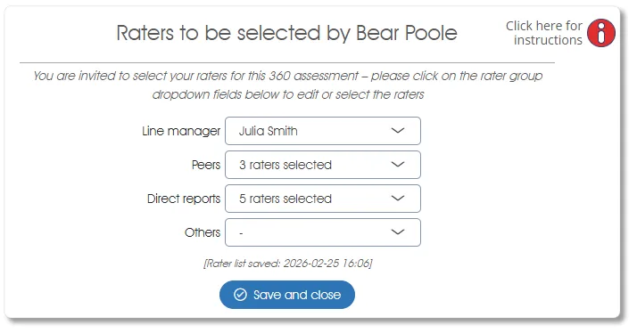 AutoPopulatedRaterForm assess