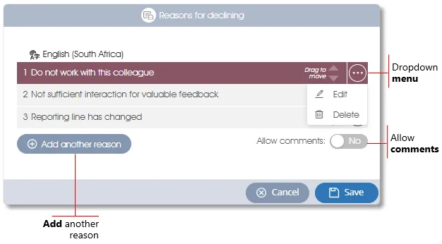 ConfigMultiRaterDeclineReasons assess