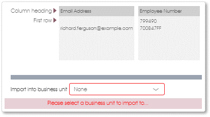 Excel import BU