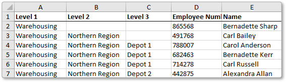 Excel import columns
