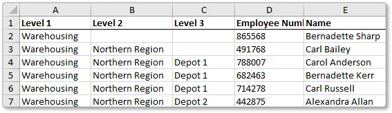 Excel import columns