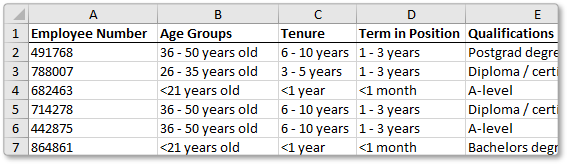 Excel import demogr