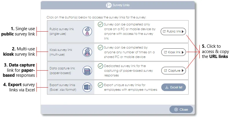 Public or kiosk link buttons