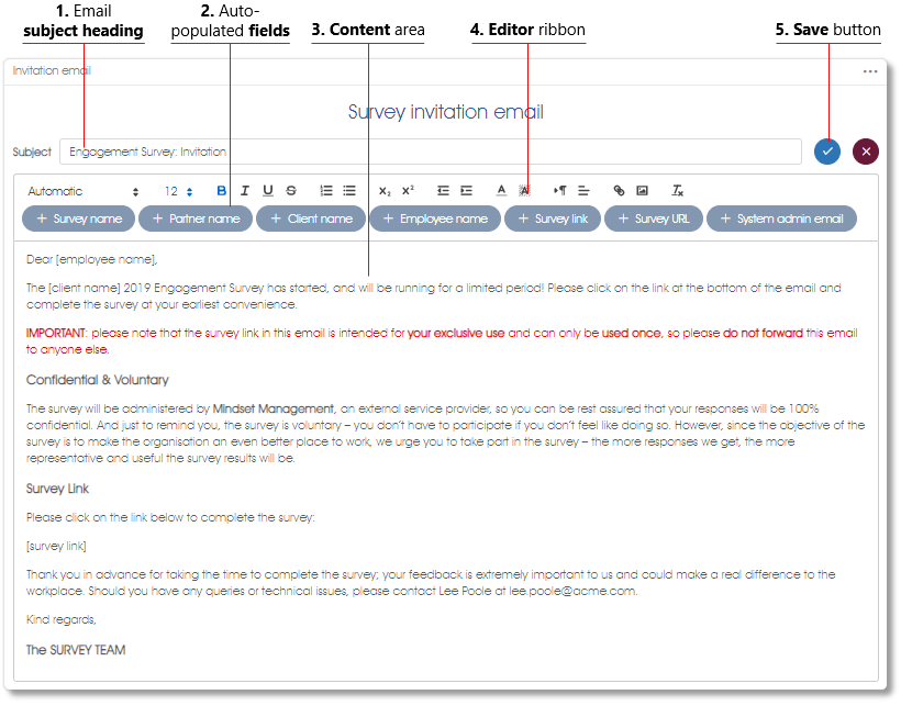 Formatting of the survey link