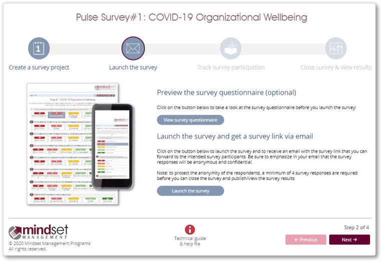 COVID-19 pulse survey wizard step 2